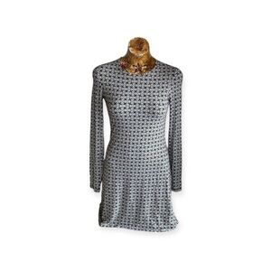 MNG dress green purple pattern long sleeve Sz 2 XS